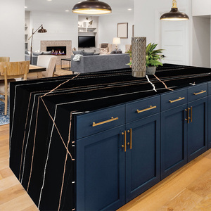 Calacatta หินควอตซ์แผ่นใหญ่สีดำกันน้ำรับประกัน5ปีใช้ในบ้านหินอ่อนเทียมสมัยใหม่ใช้ในครัว - Product Image 5