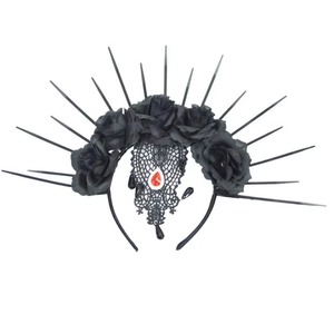 Corona de Flores Oscura para Novia, Adorno para el Cabello de Plástico Personalizable, para Fiestas Temáticas, Juegos de Rol, Estilo Gótico - Product Image 3