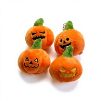 Porte-clés lumineux en peluche citrouille d'horreur, motif cercle, style simple, en polyester réutilisable, imprimé en typographie, pour Halloween et les fêtes