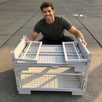 Caisse en acier pliable et empilable, boîte de rangement industrielle en métal pour l'expédition
