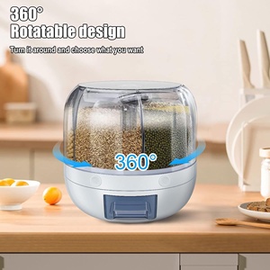 Contenedor Giratorio de Plástico para Granos - Dispensador de Arroz Sellado con Diseño Giratorio para Cereales, Granos y Alimentos Secos, Almacenamiento Hermético - Product Image 3