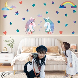 Adesivi <span class=keywords><strong>murali</strong></span> per unicorno per camera delle ragazze, adesivi <span class=keywords><strong>murali</strong></span> per unicorno Queen Size decorati camera da letto per bambini per ragazze per feste di compleanno - Product Image 6