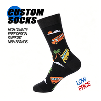 Chaussettes unisexes en coton à motif d'autobus scolaire amusant, thème autobus urbain noir, vente en gros OEM