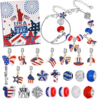 Kit Gelang Pesona Patriotik DIY Mode Terbaru Bendera Amerika & Manik-Manik Liberty untuk Wanita Set Hadiah 4 Juli