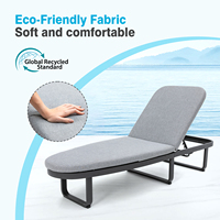 Chaise longue d'extérieur avec coussin Chaises longues en aluminium Chaise longue de piscine pour patio/piscine/plage