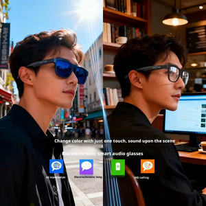 Gafas de Audio Inteligentes JS-22 Pro con Traducción por IA, Auriculares de Oreja Abierta BT5.4, Lentes Electrocrómicas, Protección UV y Carga Magnética - Product Image 2