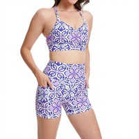 Ensemble de yoga pour femmes, soutien-gorge de sport sans couture écologique et leggings taille haute, respirant, séchage rapide, imprimé, tenue de sport deux pièces