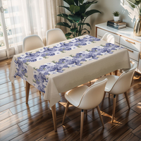 Nappe carrée en toile cirée blanche de qualité supérieure RNPT, motif rose, nappe de protection pour le camping, nappe pour table à manger, table basse