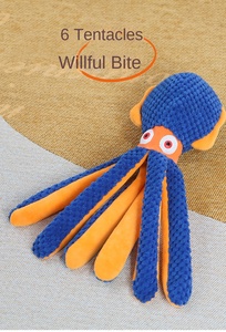 Juguetes Interactivos Ecológicos para Mascotas, Peluche de Pulpo y Calamar con Sonido, Resistentes a Mordidas, Compañeros Vocales para Perros - Product Image 2