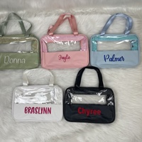 Pochette de rangement transparente en PVC transparent pour trousse de toilette de voyage avec broderie personnalisée Trousse de maquillage étanche pour trousse à cosmétiques