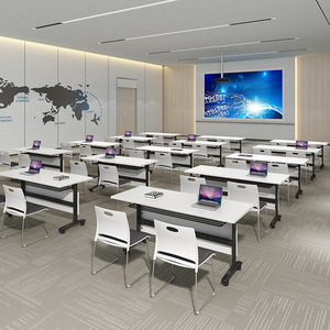 Hiện đại gấp di động hình chữ nhật bàn văn phòng có thể gập lại trường lớp học sinh viên hội nghị nhân viên xoay bàn phòng đào tạo - Product Image 3