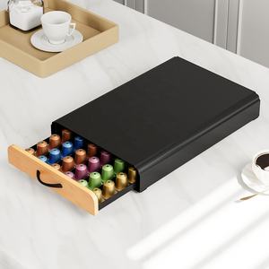 Tiroir à dosettes <span class=keywords><strong>Nespresso</strong></span> en métal, organisateur de vaisselle moderne à un seul niveau avec outils de nettoyage, installation sur pied - Product Image 4