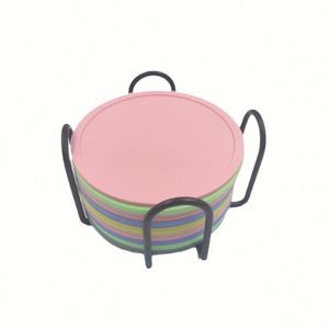 Logo Printing Silicone Durable Using Various Multi-colored Round Coasters Design Food-Grade Rubber Silicone Coffee Coasters - Product Image 3