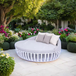 Vente chaude, design moderne, forme ronde, mobilier <span class=keywords><strong>de</strong></span> jardin d'extérieur, cadre <span class=keywords><strong>en</strong></span> aluminium <span class=keywords><strong>de</strong></span> haute qualité, lit <span class=keywords><strong>de</strong></span> <span class=keywords><strong>soleil</strong></span> <span class=keywords><strong>de</strong></span> plage - Product Image 1