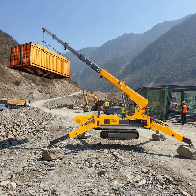 Small Mobile Spider Crane Boom Remote Control Crane Truck 3 Tons 5 Tons Mini Crawler Spyder Crane