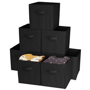 Cubes de rangement pliables et légers en tissu non tissé, bacs durables avec poignées pour l'organisation - Product Image 1