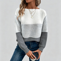 Nouvelle Collection Automne Hiver 2026 – Pull en Maille Ample Style Coréen pour Femme, Motif Patchwork, Polyvalent, Personnalisable OEM ODM