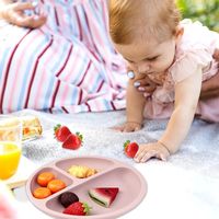 Assiette et tasse à paille en silicone sans BPA, personnalisables en usine, pour bébés et enfants, avec poignée, modèle YLA-SP de la marque YLA