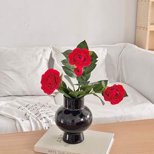 Fleurs artificielles en soie Camélia, haute simulation, décoration pour salon et maison - Product Image 4