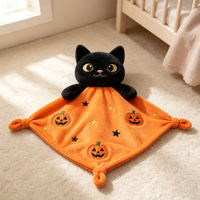 Couverture de sécurité chat noir effrayant, jouet en peluche doux en coton PP personnalisé, vente en gros OEM, cadeau promotionnel, approvisionnement en vrac pour bébés et nourrissons