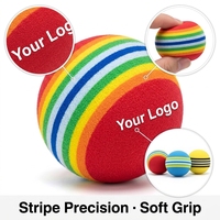 Balle de golf d'entraînement en mousse EVA à rayures arc-en-ciel avec logo personnalisé, 42 mm, éponge souple, OEM, vente en gros, ensemble cadeau pour entraînement en intérieur