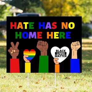 Hate Has No Home HereWith Stake Black Lives Matter PP <b>Waterproof</b> Eco-friendly Customizable Yard Sign for Advertising Roc Xie - Product Image 1