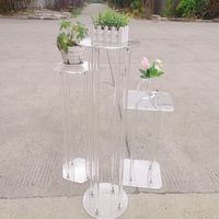 Akrilik Bunga Berdiri Centerpieces Pernikahan Dekorasi Persediaan Meja Dekorasi Rak Display Yang Jelas Kristal Panggung Pilar