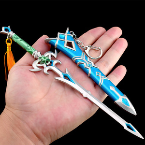 La légende de <span class=keywords><strong>Zelda</strong></span> Zora épée 22CM gainée entièrement en métal à collectionner décor de bureau épée porte-clés arme modèle enfants épée acier - Product Image 2
