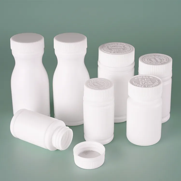 Cápsula de plástico para frasco, recipientes e garrafas de comprimido de 60-200ml hdpe para uso médico de estimação