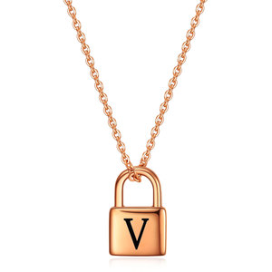 Stainless Steel Padlock Necklace 19mm Laser Engraved Roman Numerals Daily Wear Gift Jewelry - Product Image 4