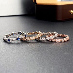 Anillos de eternidad de zafiro para mujer F1366, con incrustaciones de piedras naturales redondas, joyería de moda para boda. - Product Image 5