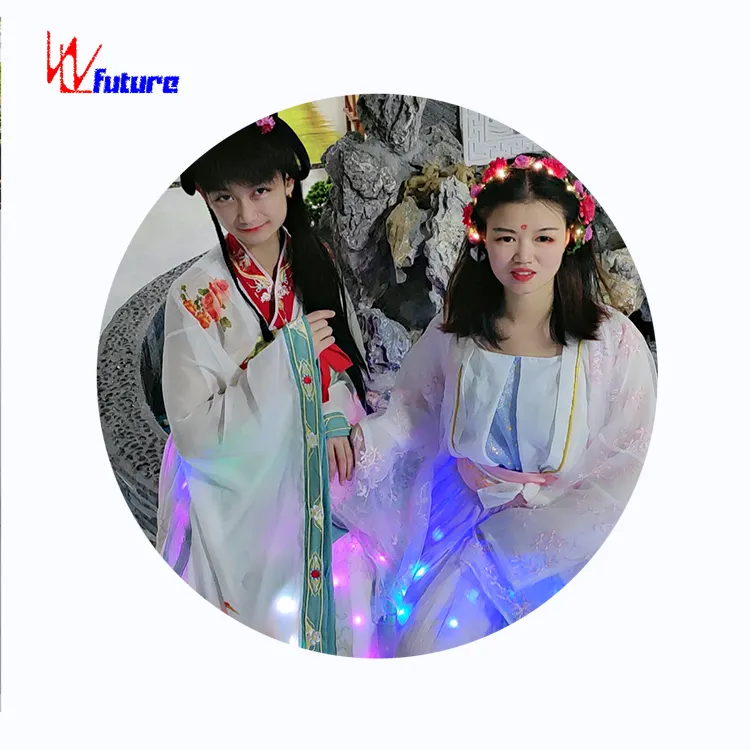 Chino kostum LED gaya Tang Chao, kostum panggung dansa untuk pertunjukan panggung dansa neon, kostum penampilan ringan f