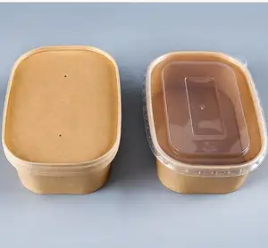 Разогревающий Ланч-бокс для микроволновой печи, одноразовый Ланч-бокс, прямоугольная миска из крафт-бумаги, Ланч-бокс для выноса, одноразовые миски
