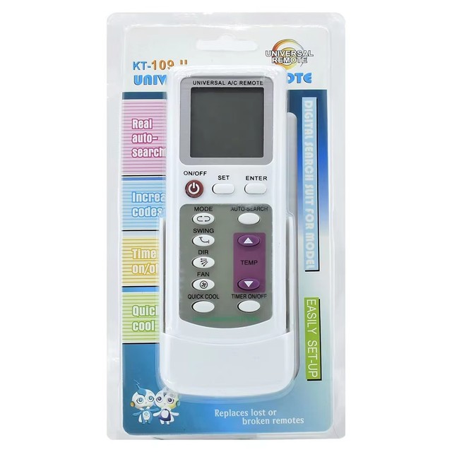 KT-109 II Universal Waterproof AC Remote with Holder Fixed Code for Midea GREE Fujitsu AUX Air Conditioner