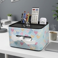 Boîte à mouchoirs en cuir PU LG7347 rectangulaire avec plateau de rangement, support pour télécommande, organisateur de bureau pour salon