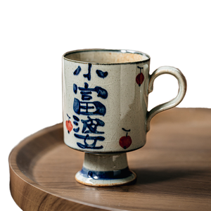 Taza de cerámica Vintage hecha a mano Little Rich Granny, cerámica gruesa, doméstica, dibujada a mano, té de la leche, café, té de la tarde, leche, copa de vino - Product Image 5