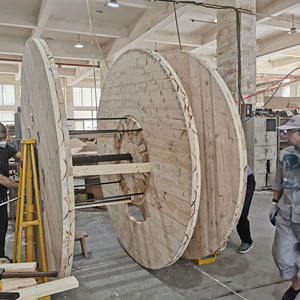 燻蒸処理済み 大型木製ケーブルドラム 直径2.2メートル 空の大型電線リール - Product Image 2