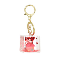 Pendentif Bouteille d'Huile Liquide en Acrylique Tendance Mode, Porte-clés Lumineux pour Couple Fête de Qixi, Sac à Dos Dessin Animé Maison Arbre