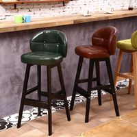 Tabouret de bar en bois avec dossier, chaise de bar haute en bois massif pour bar, café, comptoir de réception, bureau de caisse