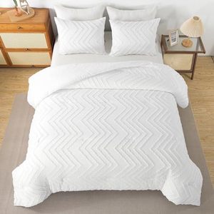 Trắng giường 3pcs <span class=keywords><strong>Comforter</strong></span> bộ đồ giường Trắng Boho chần mềm mịn nhẹ sợi nhỏ thoải mái bộ đồ giường - Product Image 3