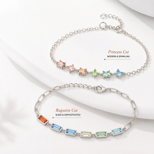 Adjustable Lab Sapphire Tennis Bracelet Faceted Rectangular <b>Charm</b>- Chain Link Bracelet for Women Gift - Product Image 1