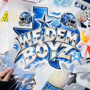 Personnalisation <span class=keywords><strong>Dallas</strong></span> Cowboys DTF Logo Transfert thermique par presse à chaud Conception NFL Autocollant en vinyle pour animaux <span class=keywords><strong>de</strong></span> compagnie Durable Autocollant thermique pour vêtements - Product Image 1