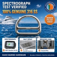 Anneau en D double couche en acier inoxydable 316 pour sangle marine avec barre 6x50mm, accessoires de quincaillerie pour sacs, harnais pour animaux de compagnie, bateaux et yachts