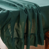 Nappe Rectangulaire RUNXIX Neuve en Lin Uni, Mélange de Polyester, Volants Anti-Poussière, Style Américain pour Salons et Maisons