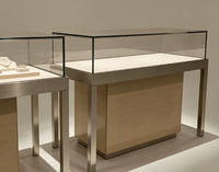 Vitrine à bijoux LED haut de gamme en acier finition laquée, meuble de présentation en métal durable pour magasin de luxe, fabrication directe usine