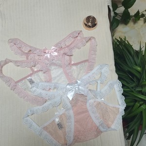Brulee Sweetheart* Culotte Triangle Originale Féminine Pure et Désirable avec Nœud Papillon, Respirante, et Bordure en Dentelle Évidée Douce - Product Image 2