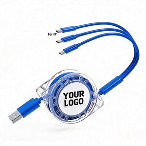 Wholesale Promo Gift Logo Portable Multi-Color <b>3</b>-In-1 <b>Usb</b> <b>Cable</b> Universal Retractable Fast Charging Phone Charger - Product Image 1