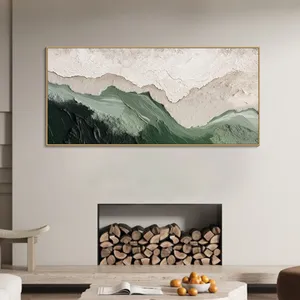 <span class=keywords><strong>Peinture</strong></span> murale texturée 3D grande taille, motif vague océanique, vert sauge <span class=keywords><strong>beige</strong></span>, style Wabi-Sabi, pour salon et décoration intérieure. - Product Image 4