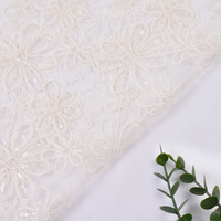 Tissu en dentelle à paillettes 100 % polyester, broderie florale cordonnée, style champagne, pour la mode, vente en gros