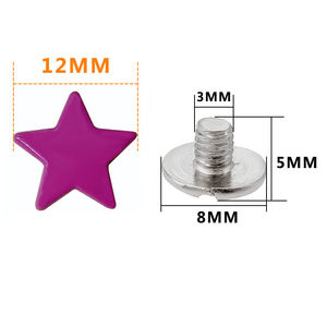 Tachuelas de <span class=keywords><strong>Metal</strong></span> Punk de moda, remaches traseros de tornillo en forma de estrella de 12mm para ropa DIY, zapatos, decoración de equipaje (aleación de Zinc, chapado en plata) - Product Image 6